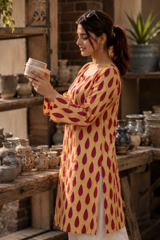 Rangtarang Handblock Printed Cotton Kurti
