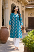Neelpushpa Handblock Printed Cotton Kurti