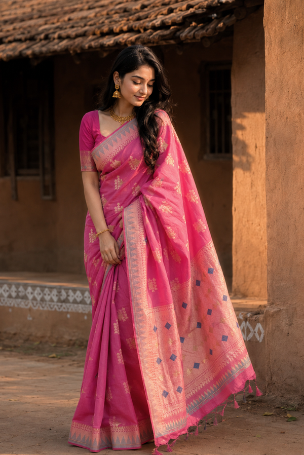 Padmavalli Banarasi Pattern Cotton Saree