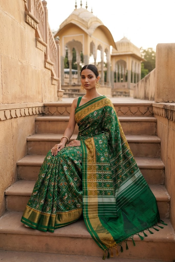 Green Patola Pure Mulberry Silk Saree