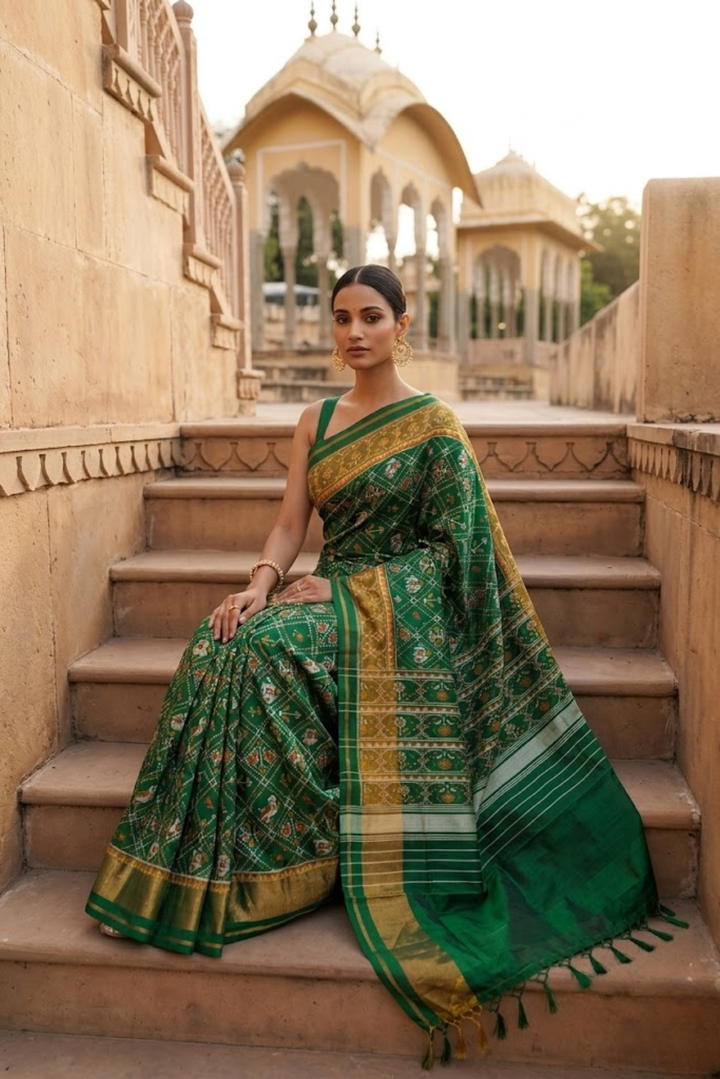 Green Patola Pure Mulberry Silk Saree