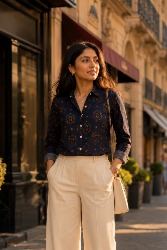 Nishka Ajrakh Printed Cotton Shirt