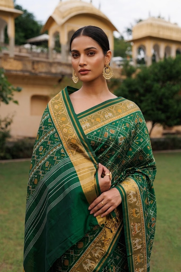 Green Patola Pure Mulberry Silk Saree