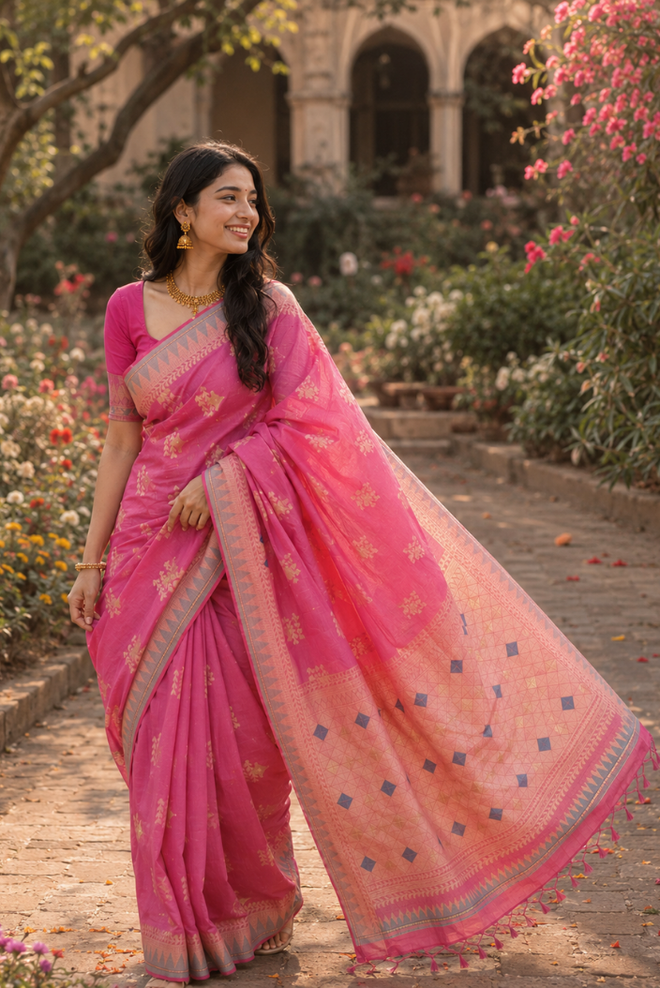 Padmavalli Banarasi Pattern Cotton Saree