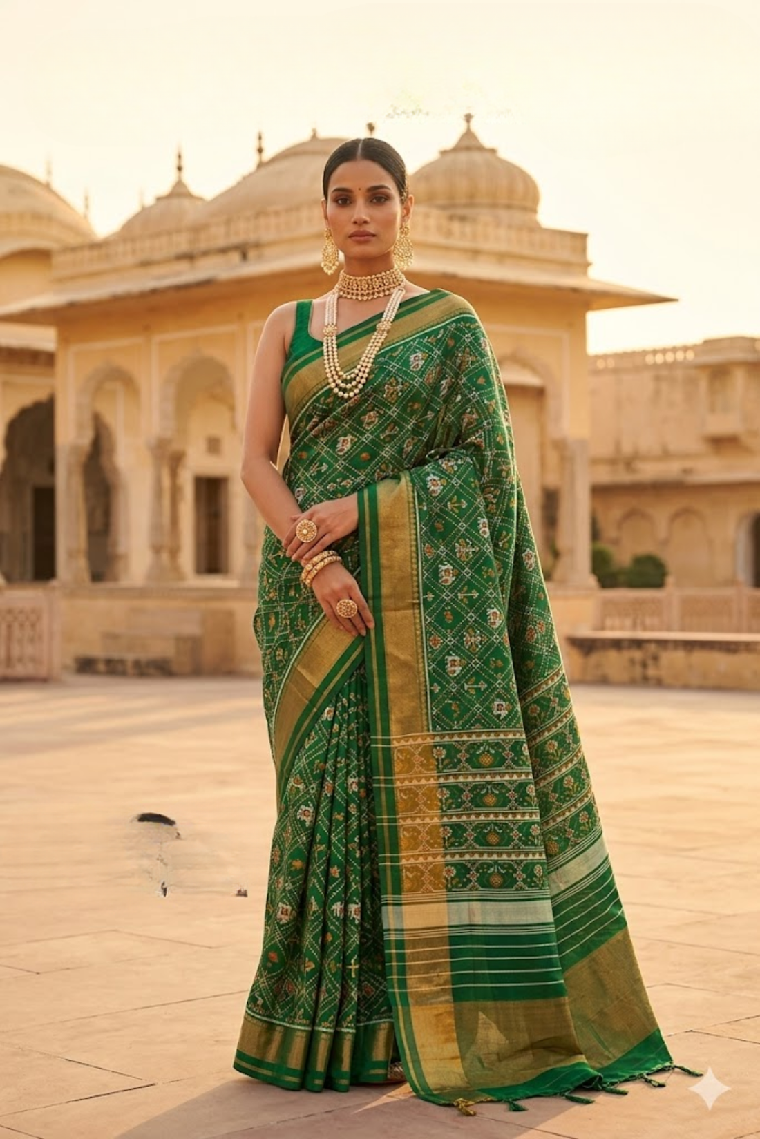 Green Patola Pure Mulberry Silk Saree
