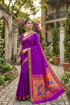 Royal Purple Paithani Silk Saree with Peacock Pallu
