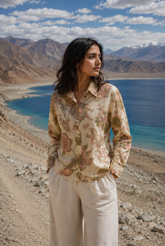 Pangong Bloom Floral Cotton Shirt