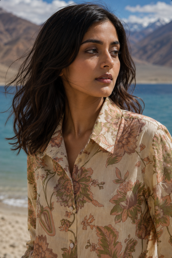 Pangong Bloom Floral Cotton Shirt