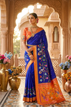 Royal Blue Paithani Pure Zari Silk Saree