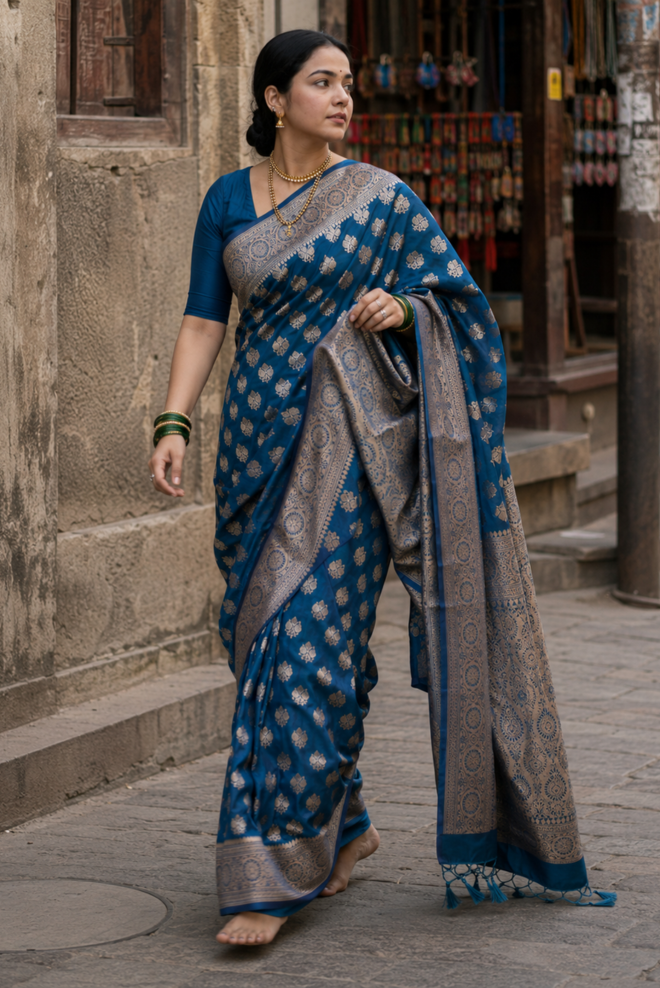 Neelvastra Katan Silk Saree