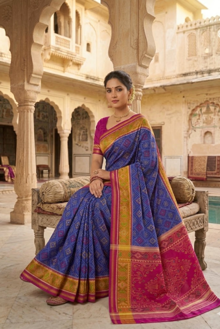 Royal Blue Patola Silk Saree