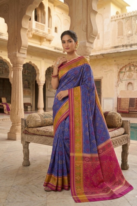 Royal Blue Patola Silk Saree