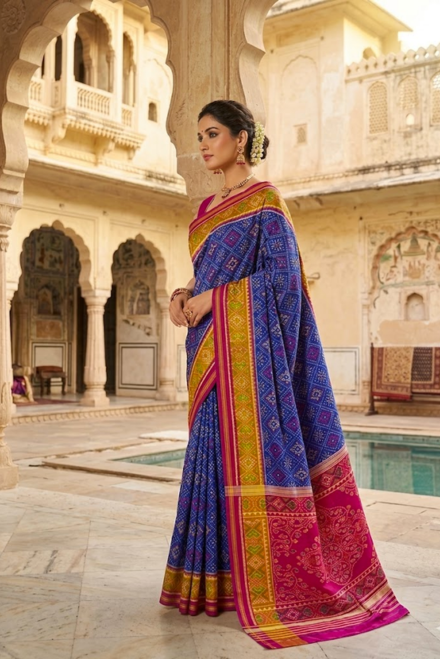 Royal Blue Patola Silk Saree