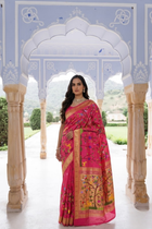 Pink Pure Silk Zari Paithani Nature Jungle Saree