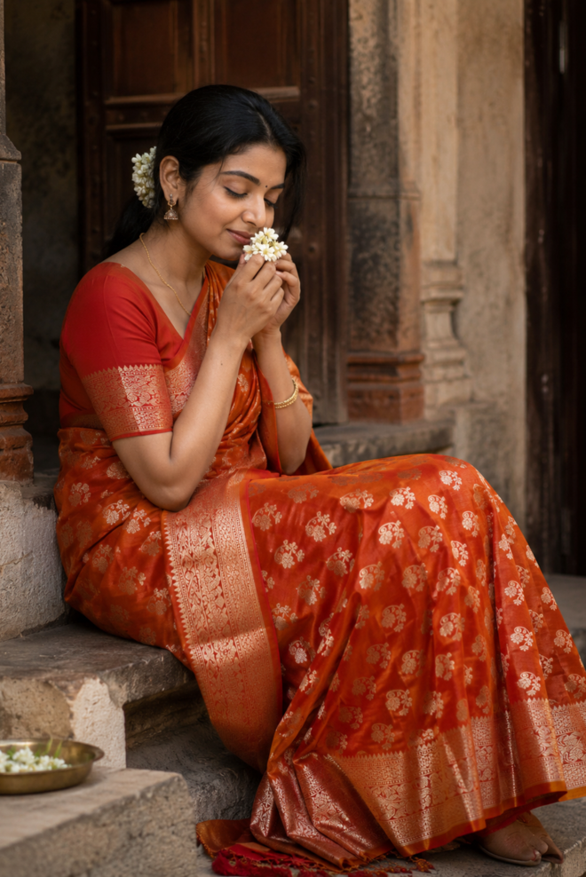 Kesari Varnika Katan Silk Saree