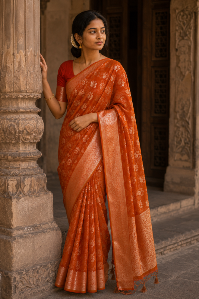 Kesari Varnika Katan Silk Saree
