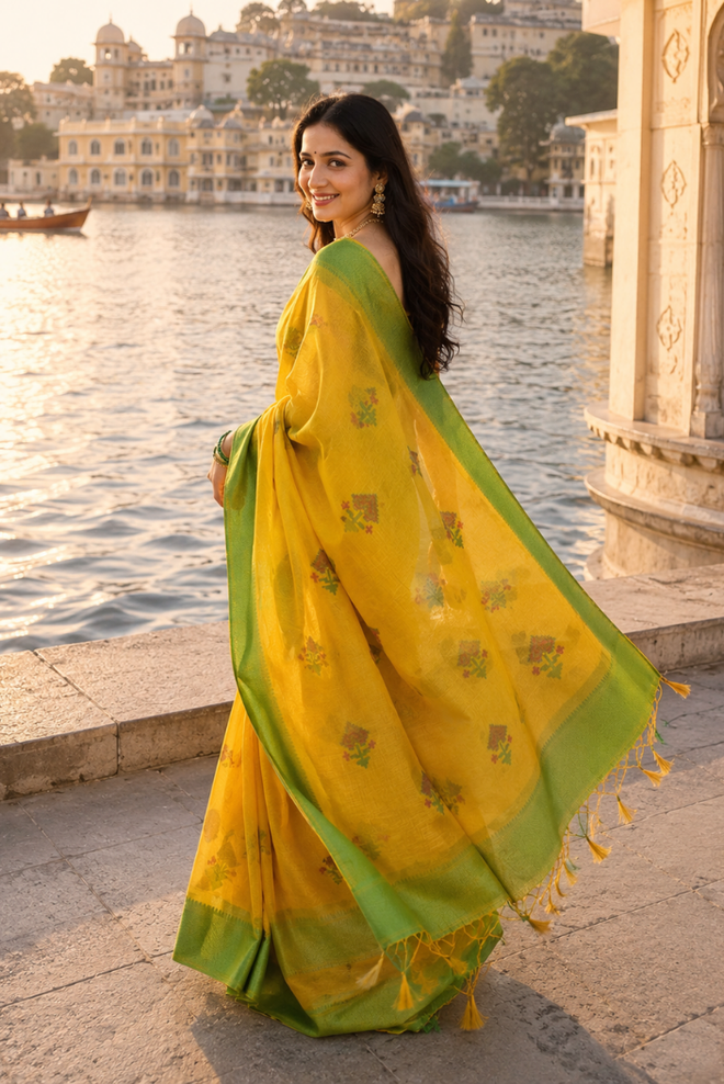 Peetambari Banarasi Pattern Cotton Saree