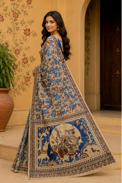 Neelambara Kalamkari Silk Saree