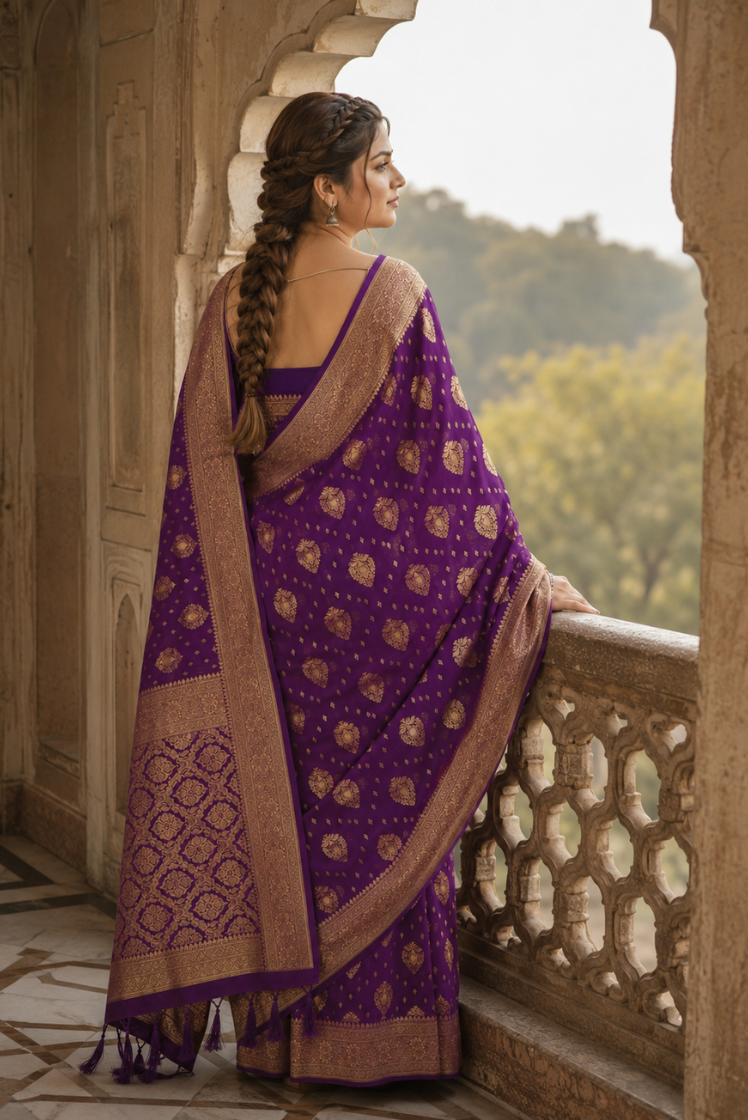 Violet Varnika Katan Silk Saree