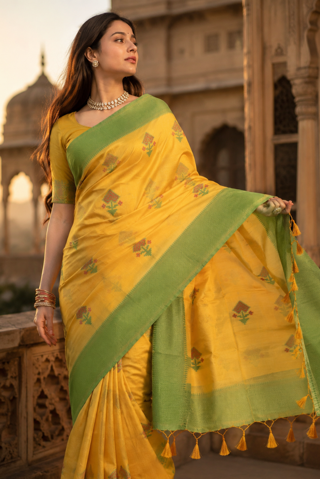 Peetambari Banarasi Pattern Cotton Saree