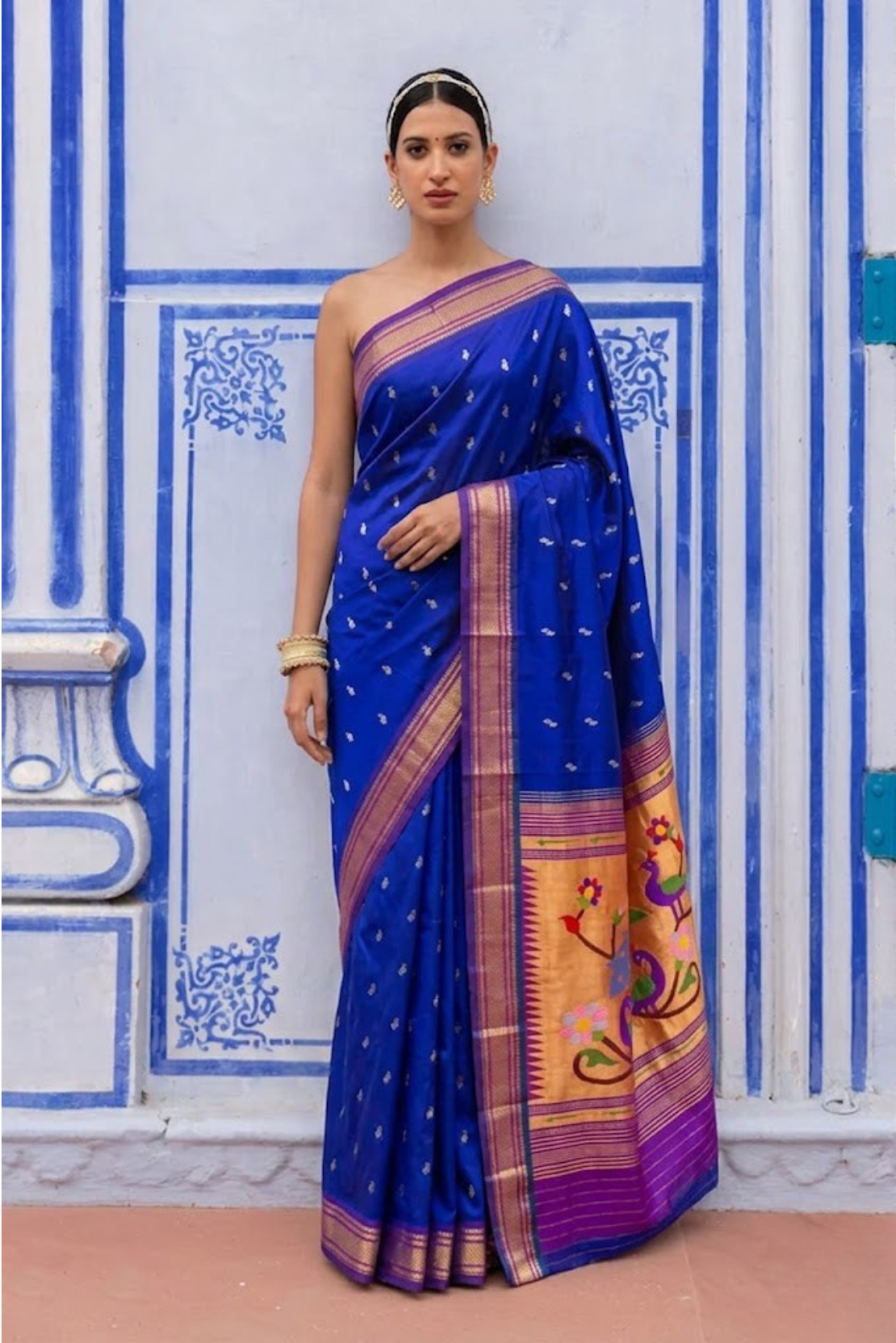 Blue Paithani Silk Saree with Peacock Pallu