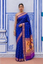 Blue Paithani Silk Saree with Peacock Pallu