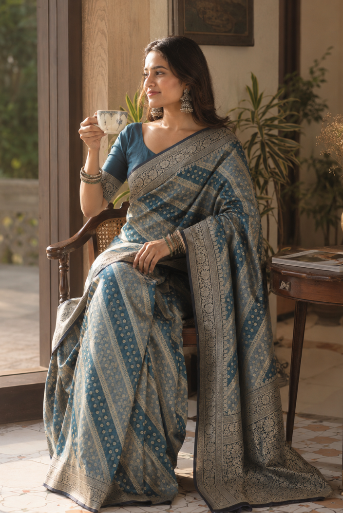 Aarinya Banarasi Pure Silk Chiffon Saree