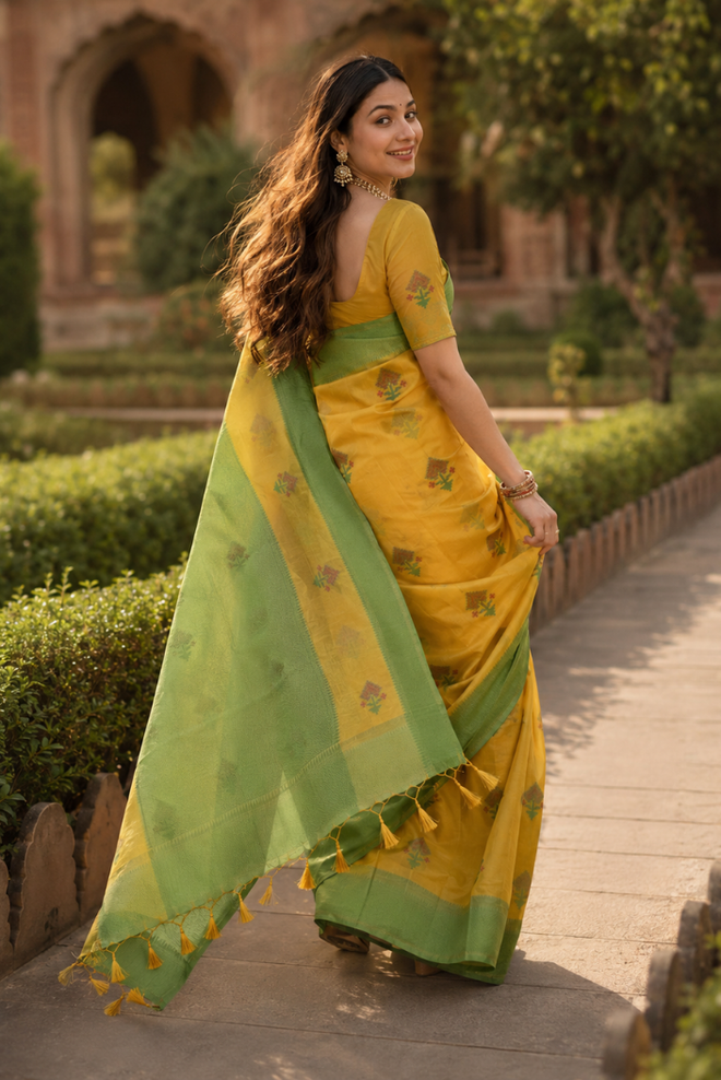Peetambari Banarasi Pattern Cotton Saree