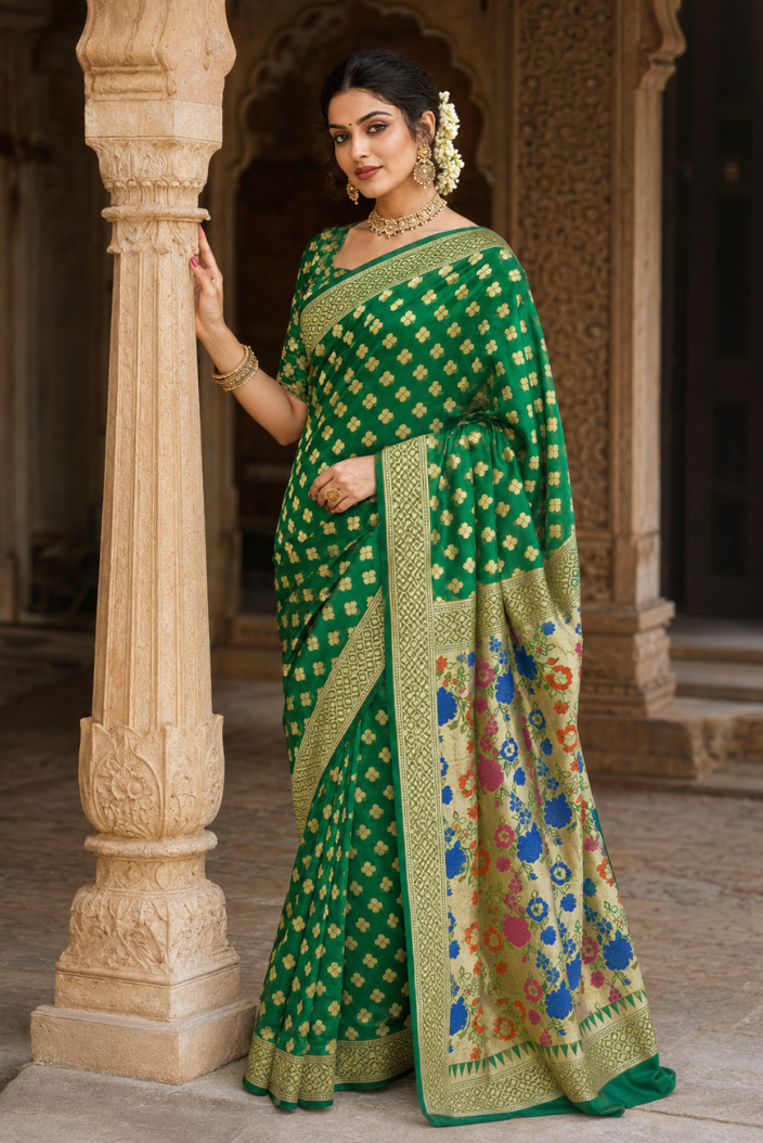 Harit Pushpa Banarasi Pure Silk Chiffon Saree