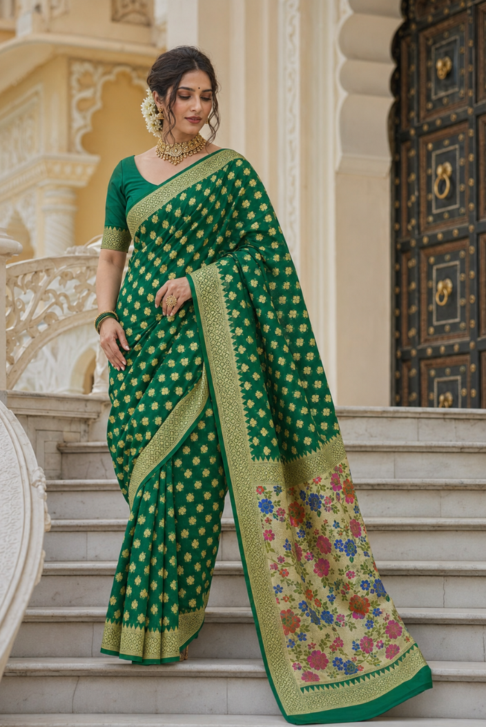 Harit Pushpa Banarasi Pure Silk Chiffon Saree