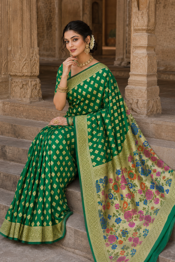 Harit Pushpa Banarasi Pure Silk Chiffon Saree