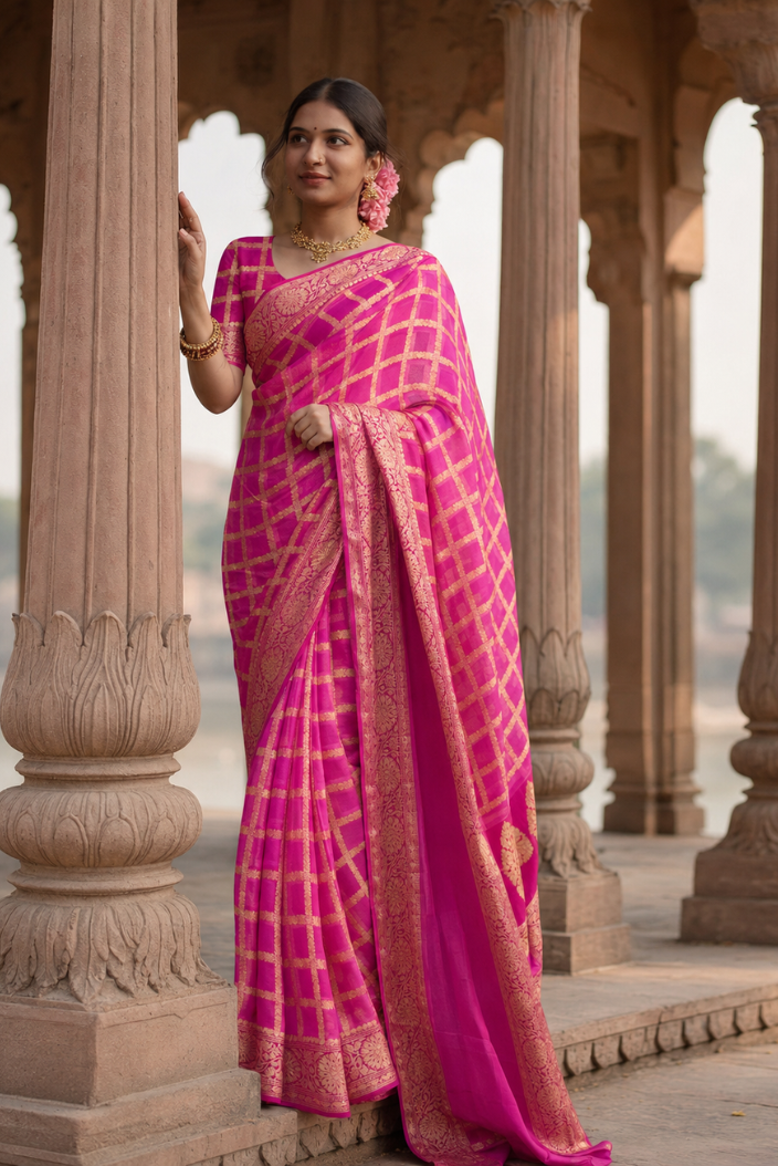 Rangmahal Banarasi Pure Silk Chiffon Saree