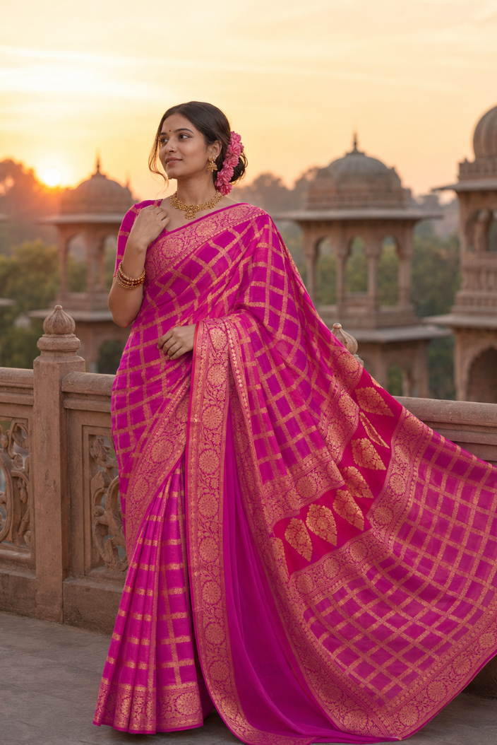Rangmahal Banarasi Pure Silk Chiffon Saree