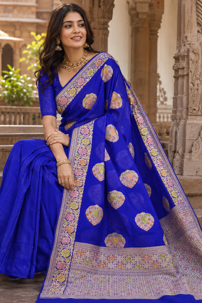 Rajvanshi Banarasi Pure Silk Chiffon Saree