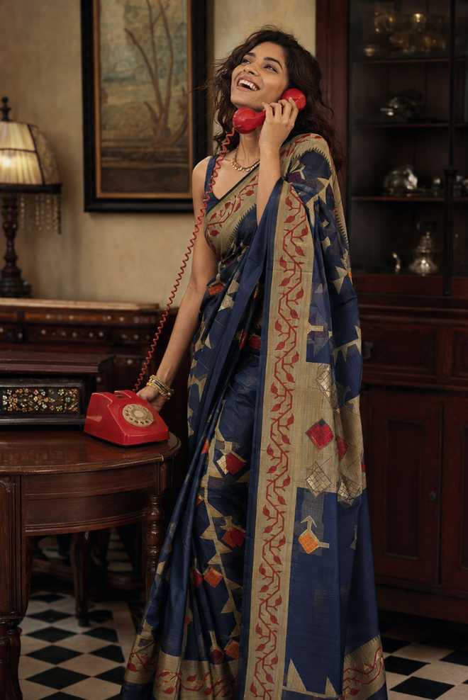 Neelambara Banarasi Pattern Cotton Saree