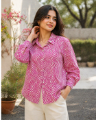 Pink Chevron Printed Casual Shirt