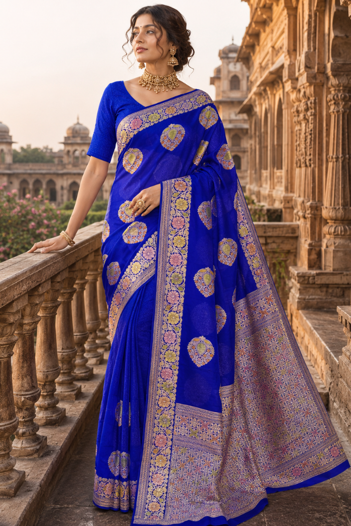 Rajvanshi Banarasi Pure Silk Chiffon Saree