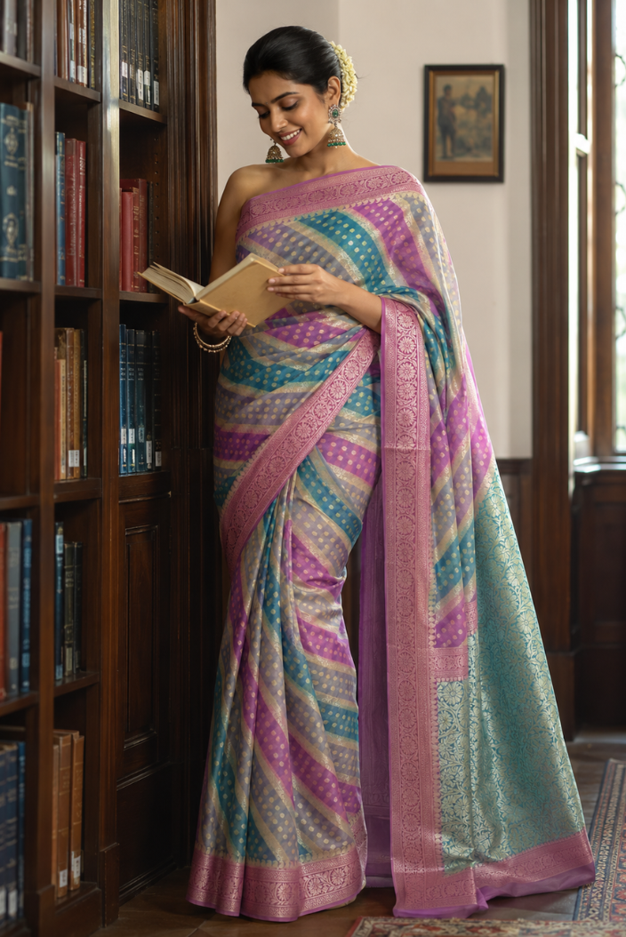 Pushparang Banarasi Pure Silk Chiffon Saree
