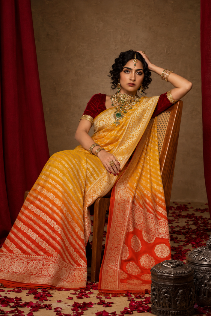 Suryalekha Banarasi Pure Silk Chiffon Saree