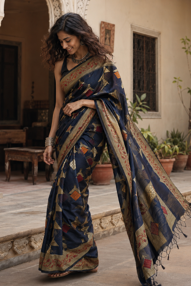 Neelambara Banarasi Pattern Cotton Saree
