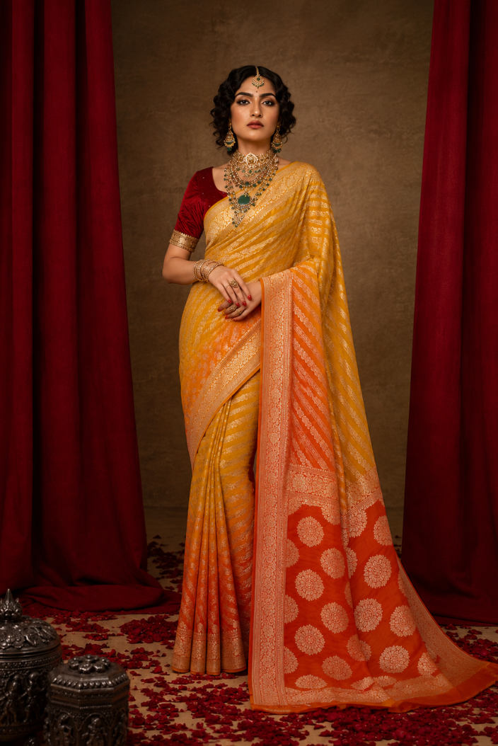 Suryalekha Banarasi Pure Silk Chiffon Saree