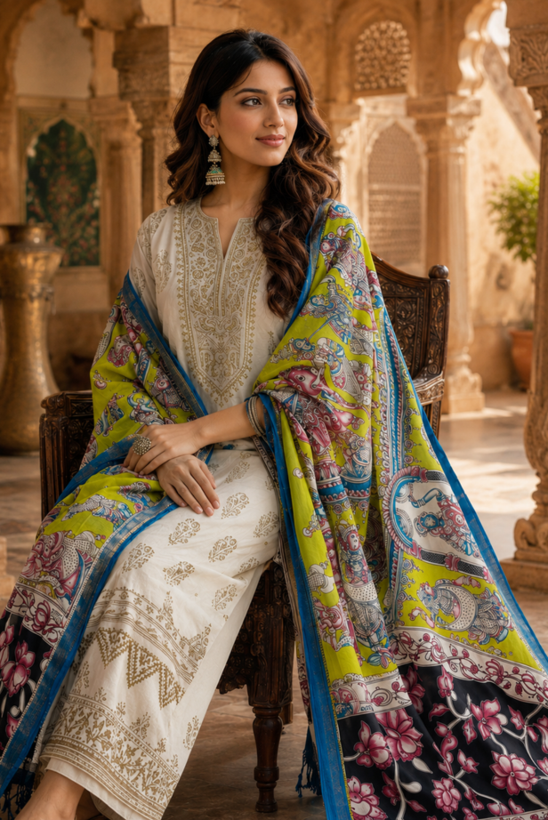 Noor Mahal Kalamkari Dupatta