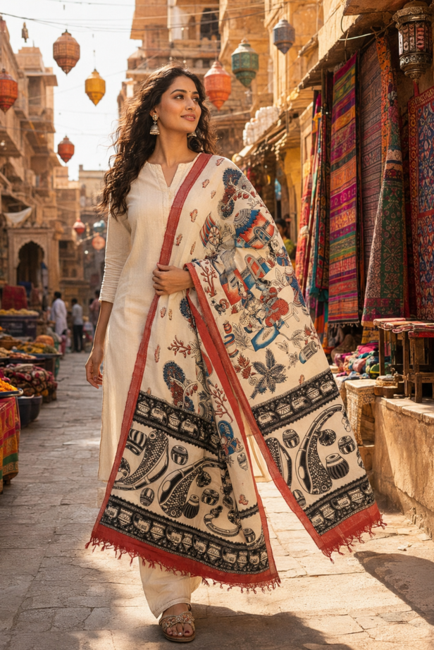 Rangrez Bazaar Kalamkari Dupatta