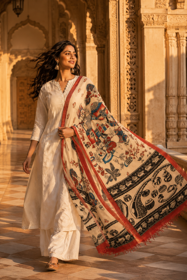 Rangrez Bazaar Kalamkari Dupatta