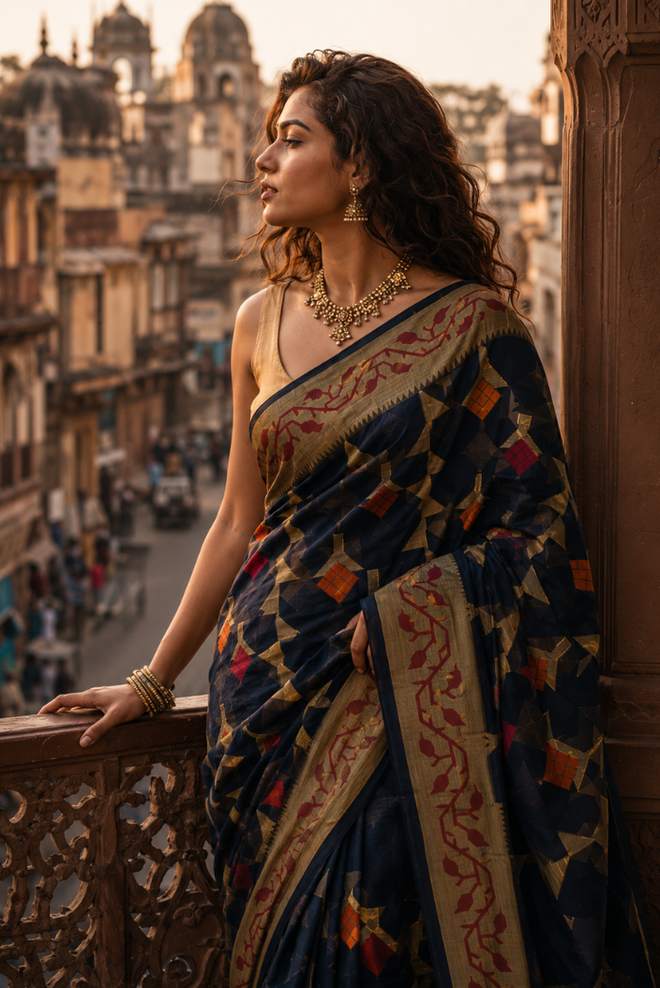 Neelambara Banarasi Pattern Cotton Saree