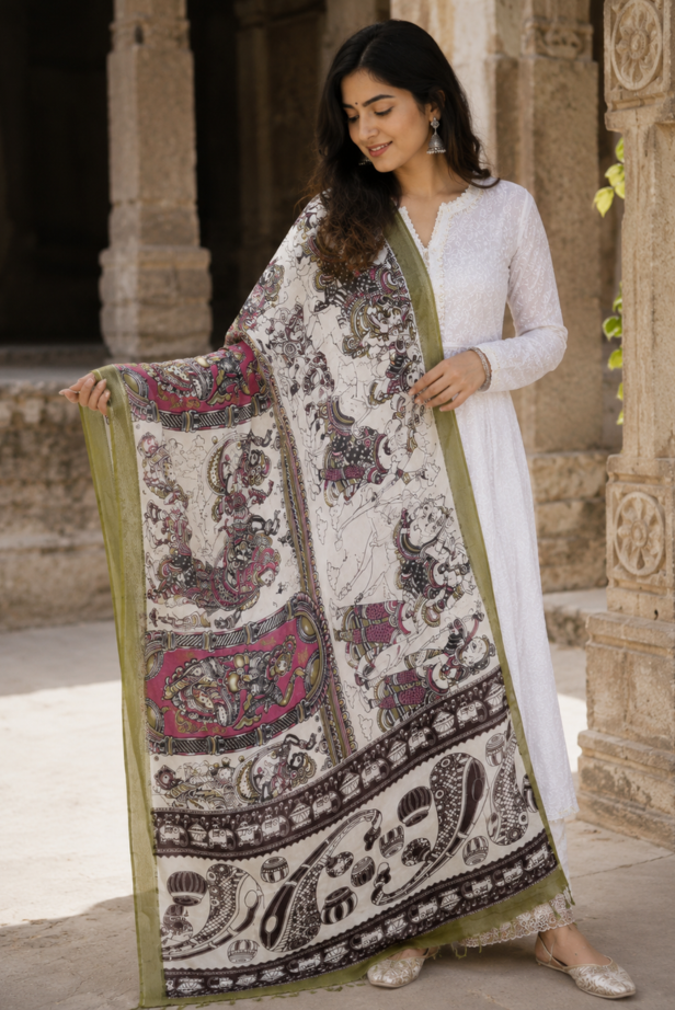 Rajsi Kalamkari Heritage Dupatta