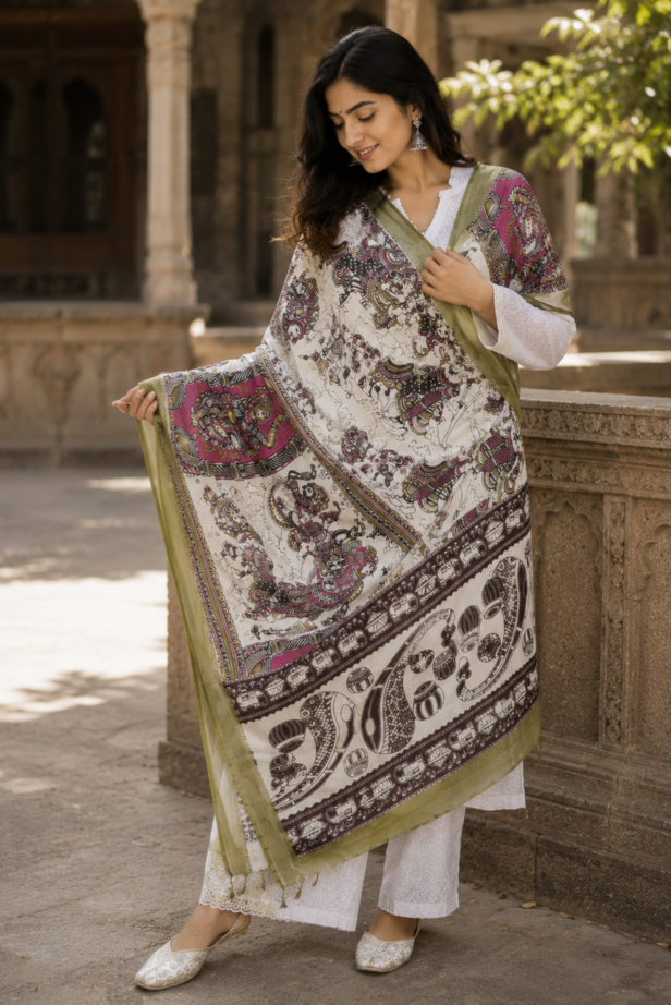 Rajsi Kalamkari Heritage Dupatta