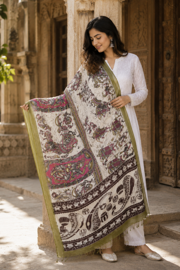 Rajsi Kalamkari Heritage Dupatta