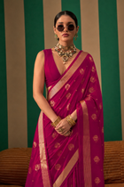Bold Pink Chanderi Silk Cotton Handloom Saree
