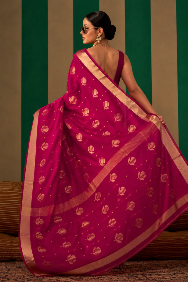 Bold Pink Chanderi Silk Cotton Handloom Saree